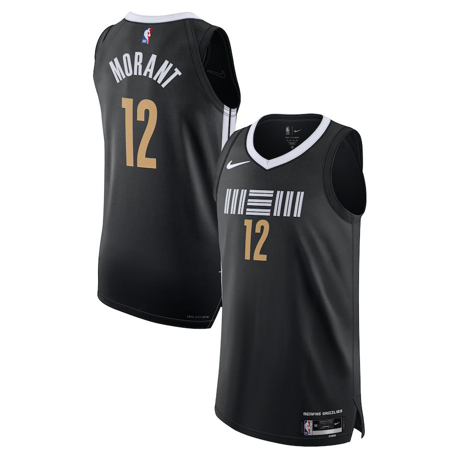 Men Memphis Grizzlies 12 Ja Morant Nike Black City Edition 2023-24 Authentic NBA Jersey